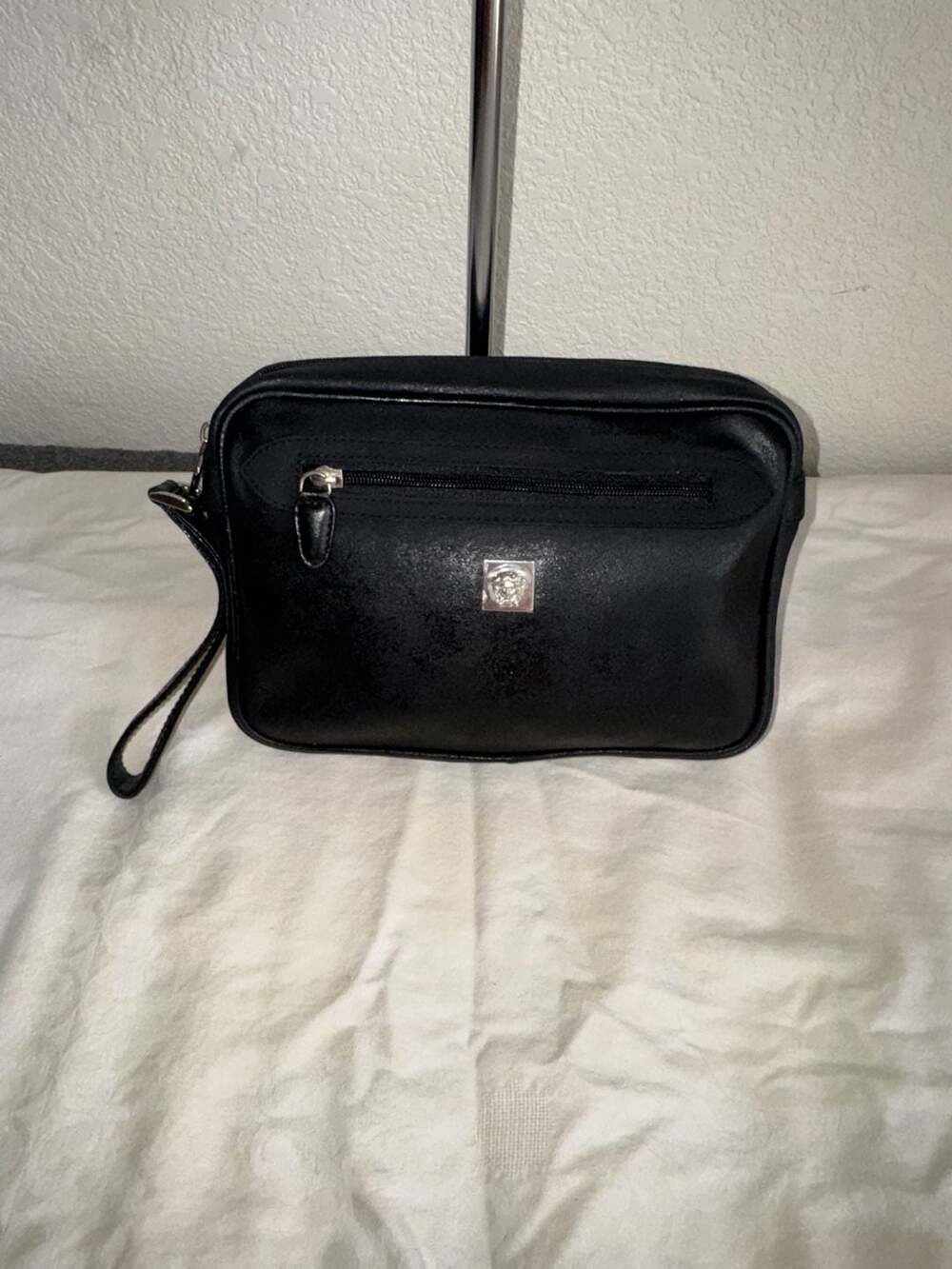 Gianni Versace Vintage Medusa Logo Black Clutch Pouch Bag